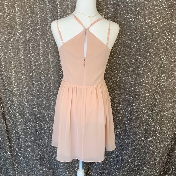 BCBGeneration Strappy Fit & Flare Chiffon Mini Dress Pink Preppy Women's 8 - Picture 4 of 12